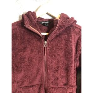 Marmot Jacket Womens Small Maroon Red Fleece Full Zip Hood Ski Outdoors Hiking